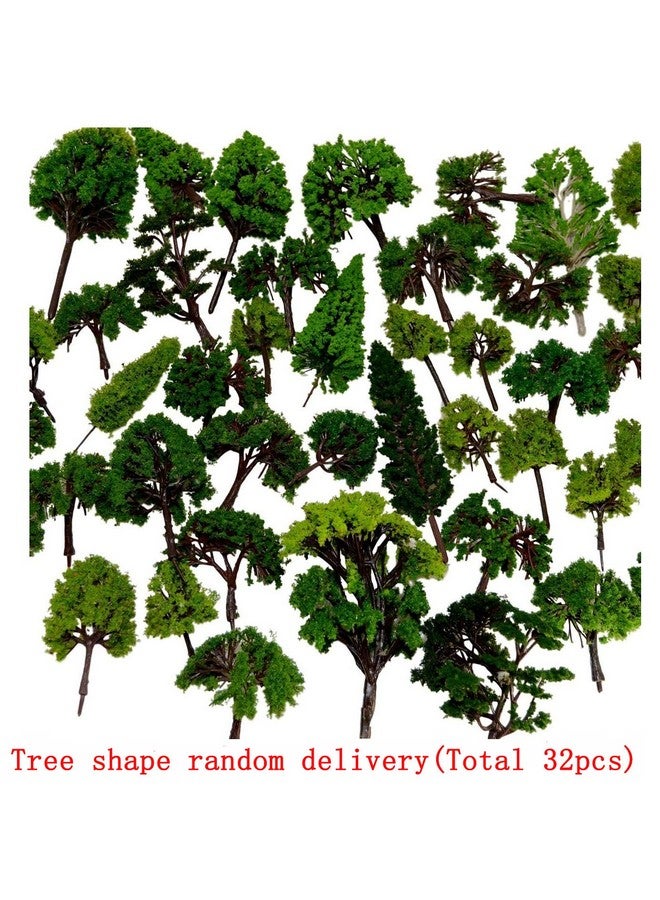 NW BAENRCY 32pcs 0.79-6.30inch Mixed Model Trees Accessories Model Train Scenery Architecture Trees Model Scenery with No Stands(All Green) - Image 1