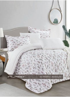Inrest Home Elegant 6-Piece Bedding Set – King Comforter (230×250 cm), Fitted Sheet, and 4 Pillow Covers in White, 100% Cotton.  - Image 1