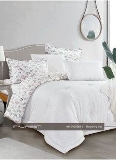 Inrest Home Elegant 6-Piece Bedding Set – King Comforter (230×250 cm), Fitted Sheet, and 4 Pillow Covers in White, 100% Cotton.  - Image 2