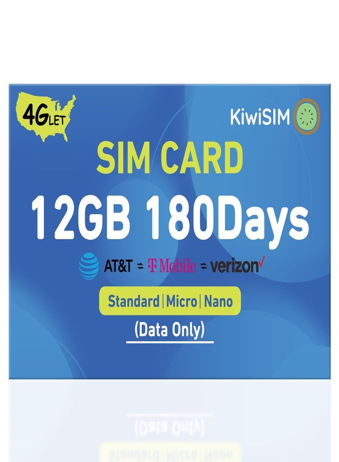 KiwiSIM USA Data SIM Card 12GB 180 Days, 4G LTE SIM Card Support for AT&T, T-Mobile and Verizon, Nano Card for Unlocked Cellular Security Cameras/Router/Hotspot WiFi/Trail Camera (Activate Needed) - Image 1