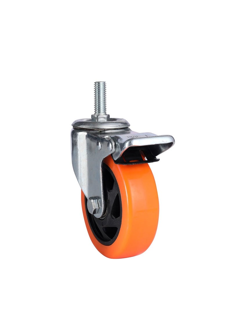 BMB tools 2-Piece 100mm Yellow PVC Caster - Swivel with Brake - Screw M12x30mm - Image 4