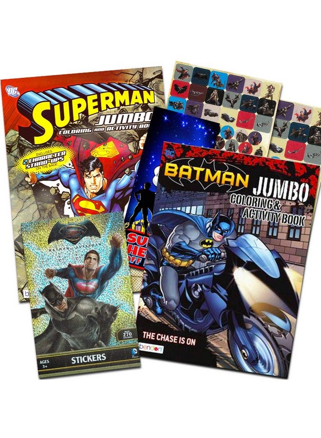 Bendon Publishing Dc Comics Batman & Superman Coloring And Activity Book Set Two 96 Page Coloring Books Stickers And Superhero Door Hanger - Image 1