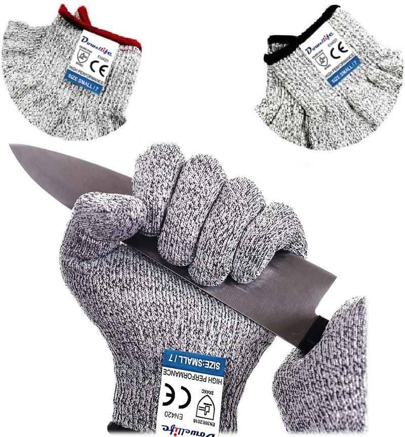 Dowellife Cut Resistant Gloves Food Grade Level 5 Protection Safety Kitchen Cuts Gloves for Oyster Shucking Fish Fillet Processing Mandolin Slicing Meat Cutting and Wood Carving Medium2 Pairs