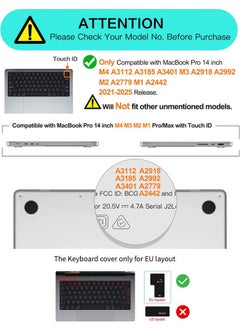 SJet Case Compatible with MacBook Pro 14 inch Case 2025 2024 2023 2022 2021 M4 M3 M2 M1 A3112 A3185 A3401 A2918 A2992 A2779 A2442 Plastic Hard Shell + TPU Keyboard Skin Cover for MacBook Pro 14 inch Case, Crystal Clear  - Image 2