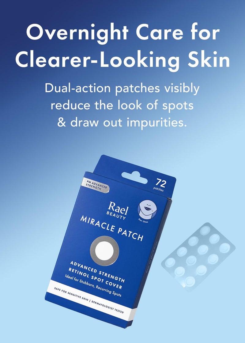 Rael Pimple Patches, Miracle Retinol Spot Cover - Hydrocolloid Acne Pimple Patch for Face, Absorbing Zits & Blemishes, PM Advanced (72 Count) - Image 2
