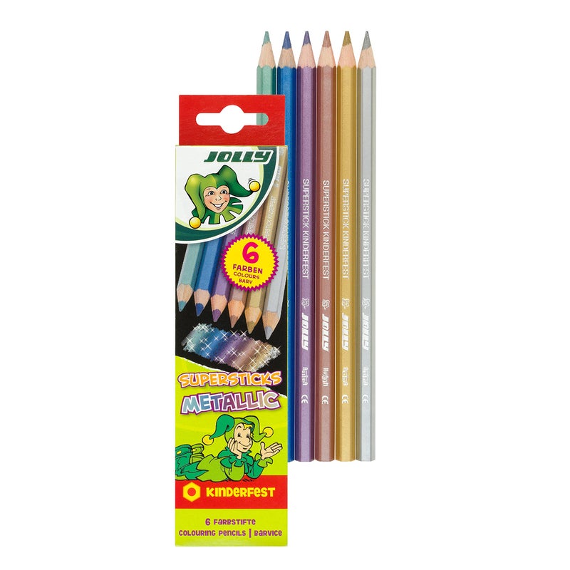 Jolly Supersticks Premium European Metallic Colored Pencils; Set of 6, Perfect for Adult and Kids Coloring - Image 1