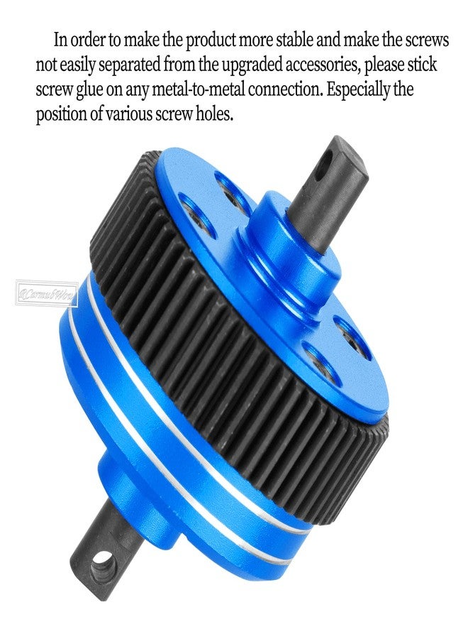 RCarmubWow RC Differential Upgrades Part for 1/10 Drag Slash Chevrolet C10 & F0rd Mustang(Only for 272R Transimission),Alloy Aluminium w/Steel Gear Diff Hops Up,Replace #9480,Navy Blue - Image 3