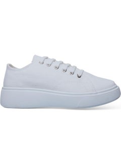 Liger Women's Comfortable Thick Sole Linen Sneakers White  - Image 1