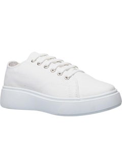 Liger Women's Comfortable Thick Sole Linen Sneakers White  - Image 2