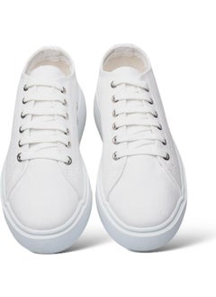 Liger Women's Comfortable Thick Sole Linen Sneakers White  - Image 4