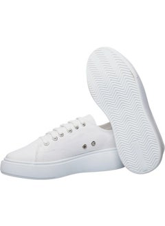 Liger Women's Comfortable Thick Sole Linen Sneakers White  - Image 5