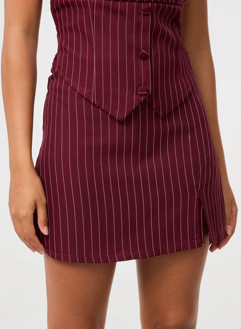 Pink Vanilla  Pinstripe Skort Slit Front Skirt for Women | Best Price UAE