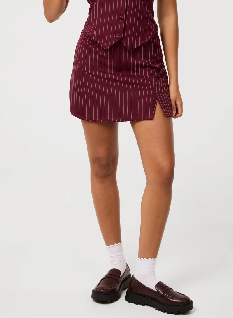 Pink Vanilla  Pinstripe Skort Slit Front Skirt for Women | Best Price UAE
