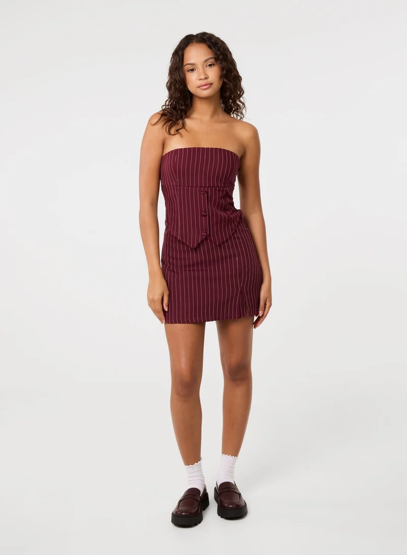 Pinstripe Skort Slit Front Skirt