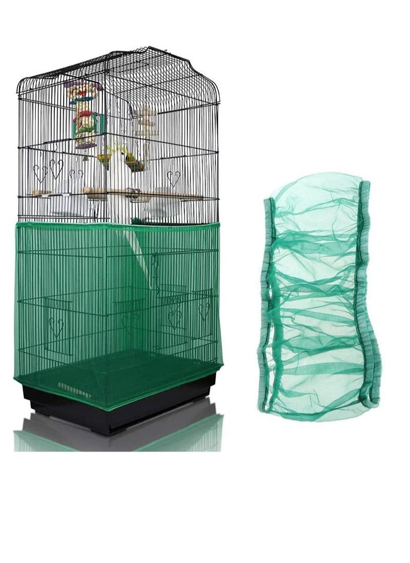 Aikanbo - Bird Cage Seed Catcher,Adjustable Bird Cage Net Cover Birdcage Seed Feather Catcher Soft Skirt Guard Birdcage Nylon Mesh Netting for Parrot Parakeet Macaw Round Square Cages,Prevent Scatter and Mess - Image 1