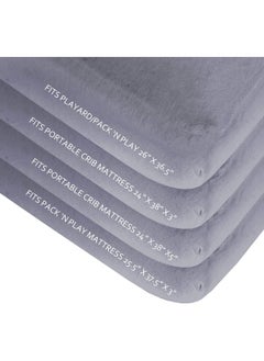 Biloban Biloban Pack n Play Sheets 4 Pack, Portable Playard | Mini Crib Sheets, Ultra Soft Microfiber Pack and Play Sheet, Preshrunk, White and Grey  - Image 4