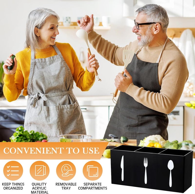 TPGP Suzile Acrylic Cutlery Storage Organizer Bin - 3 Section Silverware Caddy for Kitchen - Image 5