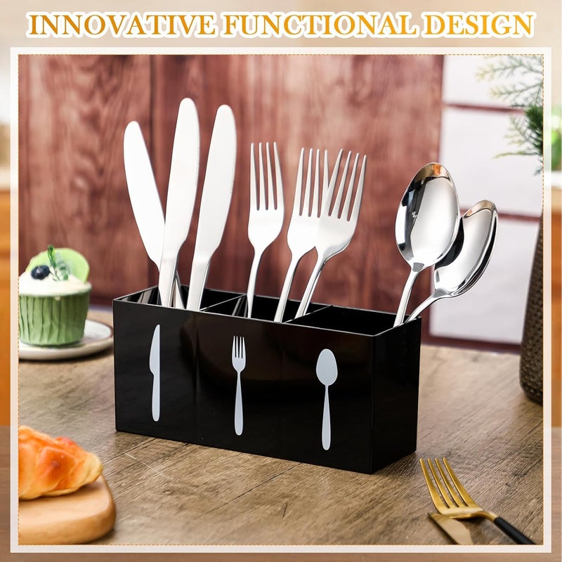 TPGP Suzile Acrylic Cutlery Storage Organizer Bin - 3 Section Silverware Caddy for Kitchen - Image 4