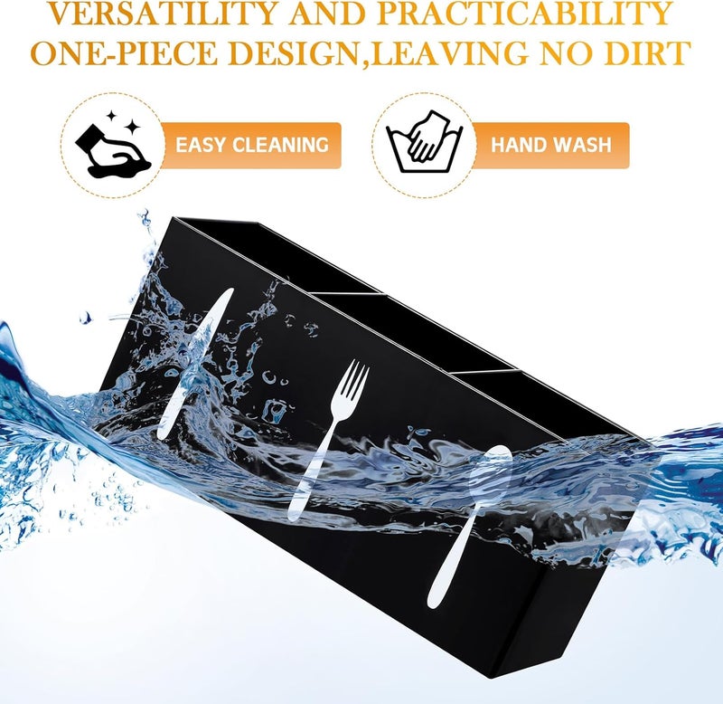 TPGP Suzile Acrylic Cutlery Storage Organizer Bin - 3 Section Silverware Caddy for Kitchen - Image 3