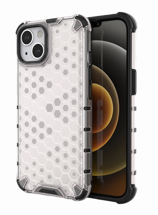 Motim Honeycomb Design Transparent Case for iPhone 14 Drop Protection Phone Case, Hard Back TPU Bumper Shockproof Anti-Scratch Cover - Image 1