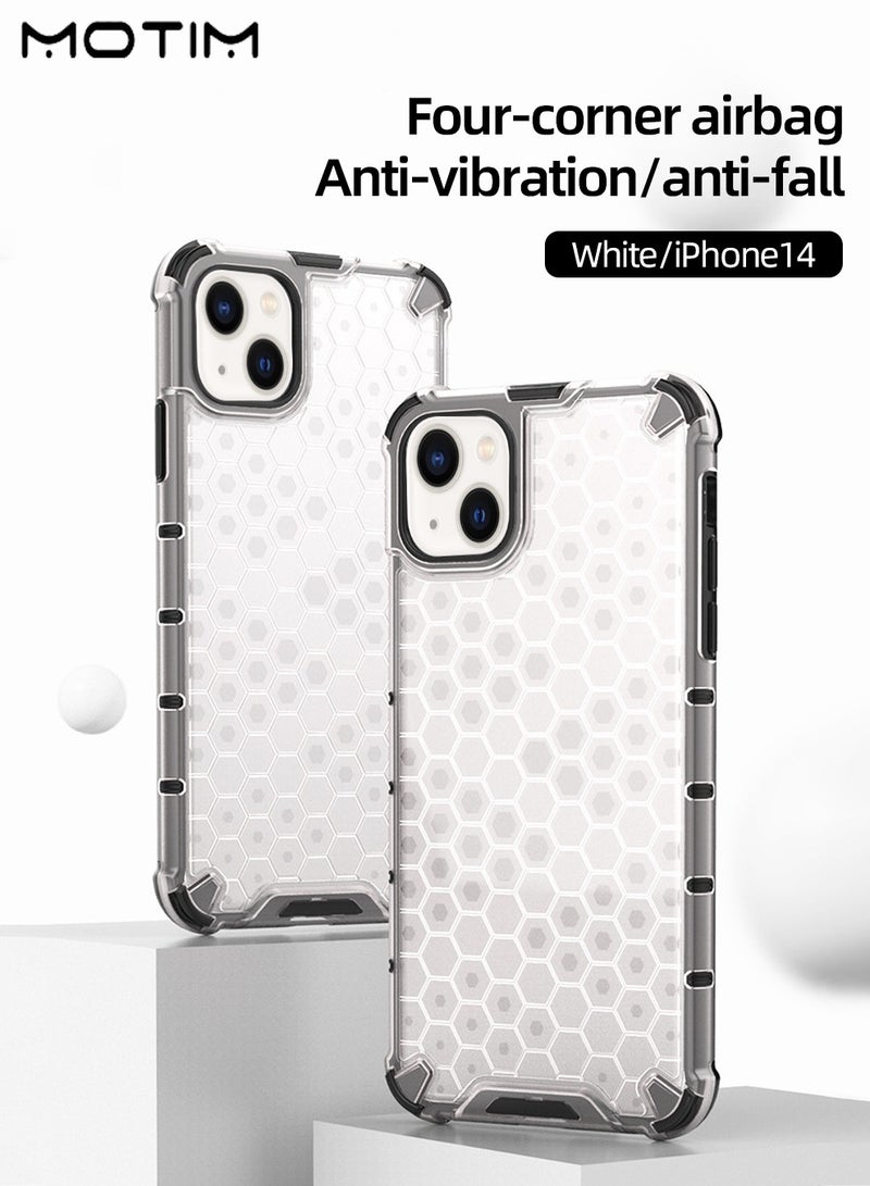 Motim Honeycomb Design Transparent Case for iPhone 14 Drop Protection Phone Case, Hard Back TPU Bumper Shockproof Anti-Scratch Cover - Image 2
