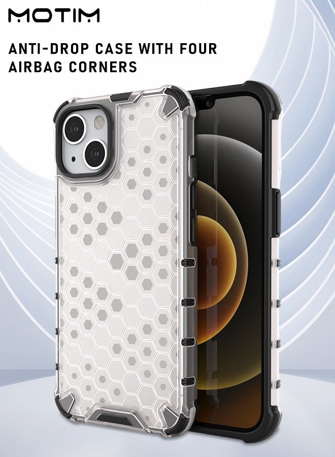 Motim Honeycomb Design Transparent Case for iPhone 14 Drop Protection Phone Case, Hard Back TPU Bumper Shockproof Anti-Scratch Cover - Image 4
