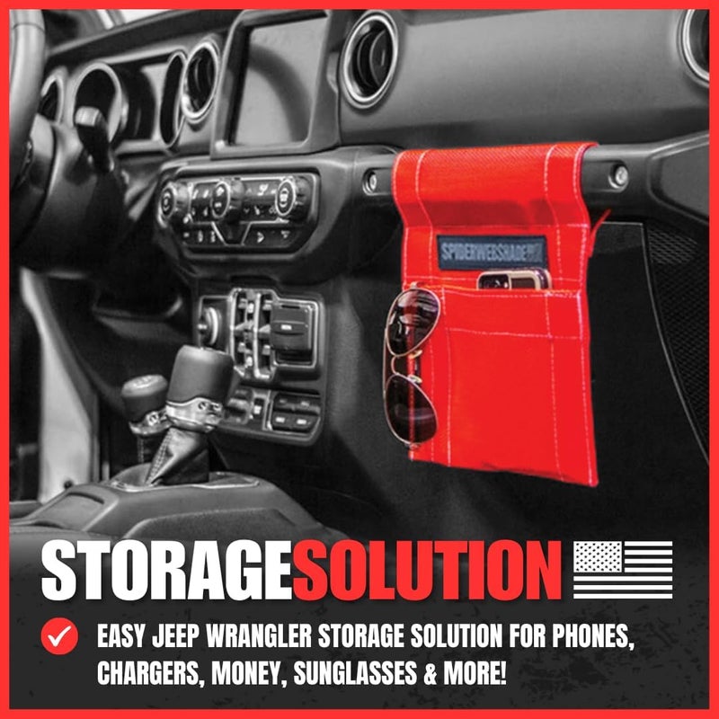 SPIDERWEBSHADE Jeep Wrangler GrabBag Storage Pouch Organizer - Red - Image 2