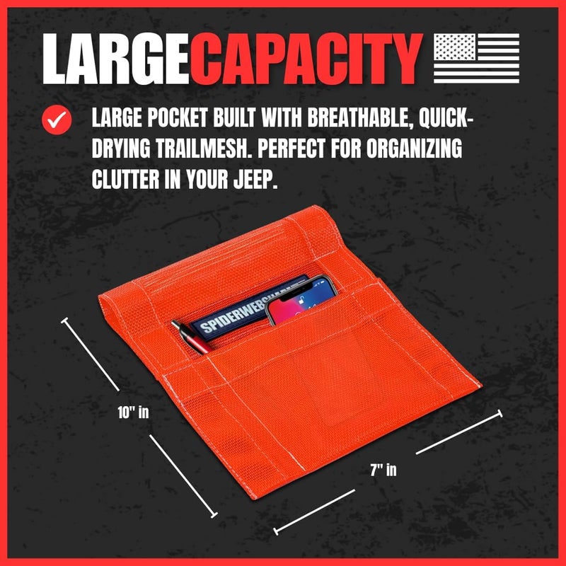 SPIDERWEBSHADE Jeep Wrangler GrabBag Storage Pouch Organizer - Red - Image 3