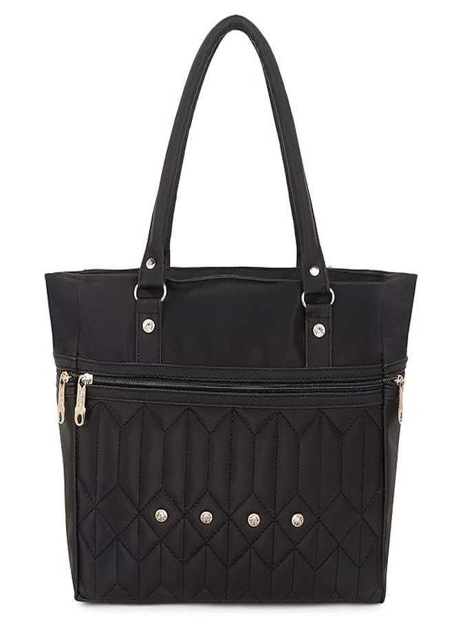 Purse Pulse Shoulder Zip Canvas Handbag, Ladies, Durable, Waterproof, Travel Tote Bag (Black) - Image 1