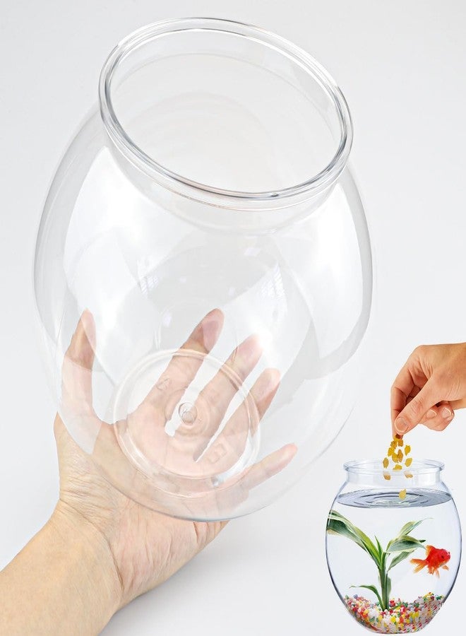 YOLUFER Small Aquarium Fish Bowl Round Terrarium Bowl Home Office Table Decor Transparent Plastic Tank for Betta Fish, Goldfish - Image 4