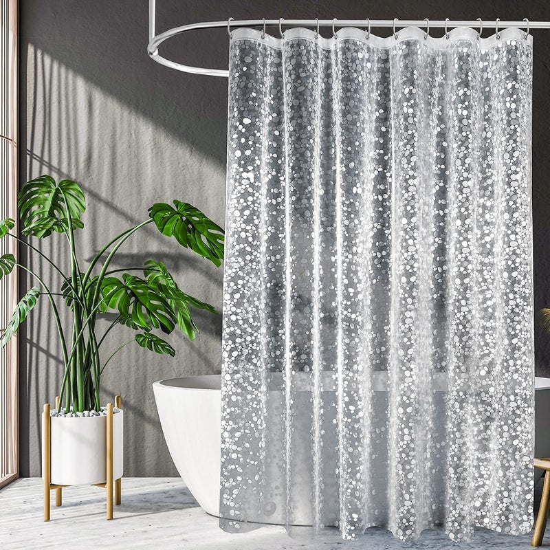 HOMECROWN PVC Plastic 3D Cobblestone Design Waterproof Shower Curtain for Bathroom with 8 Hooks SemiTransparent Clear Color 7 Feet 54 x 84 Inch - Image 1
