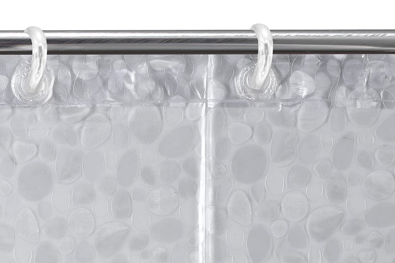 HOMECROWN PVC Plastic 3D Cobblestone Design Waterproof Shower Curtain for Bathroom with 8 Hooks SemiTransparent Clear Color 7 Feet 54 x 84 Inch - Image 5