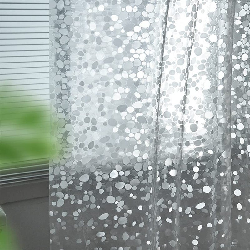 HOMECROWN PVC Plastic 3D Cobblestone Design Waterproof Shower Curtain for Bathroom with 8 Hooks SemiTransparent Clear Color 7 Feet 54 x 84 Inch - Image 2