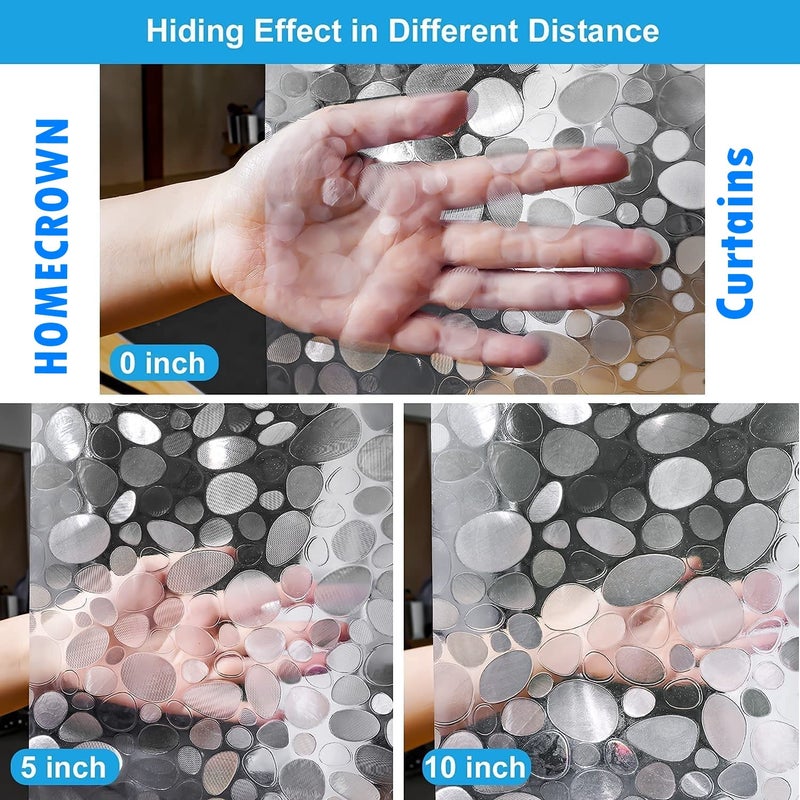 HOMECROWN PVC Plastic 3D Cobblestone Design Waterproof Shower Curtain for Bathroom with 8 Hooks SemiTransparent Clear Color 7 Feet 54 x 84 Inch - Image 4