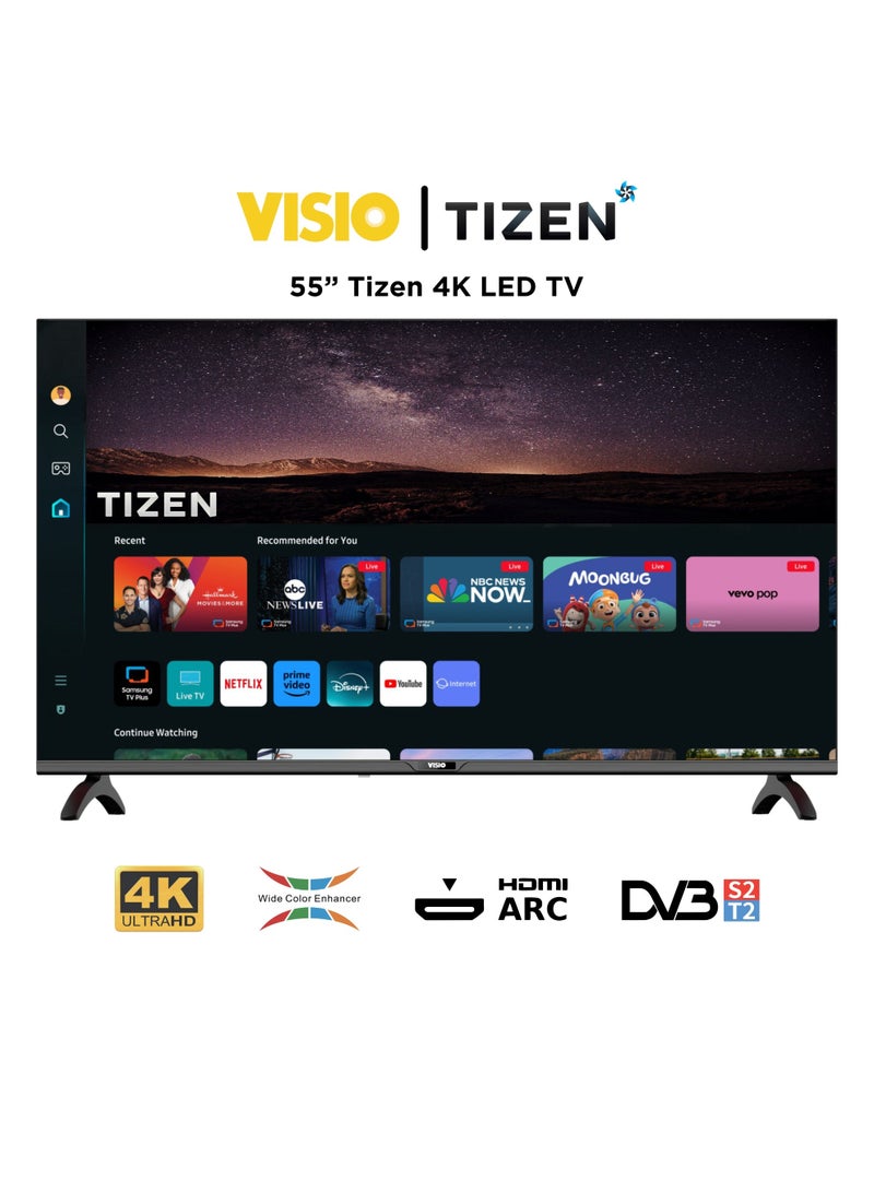 فيسيو تلفزيون فيسيو 55 بوصة 4K ذكي، يعمل بنظام تايزن، تقنية MEMC وصوت دولبي، مع حامل جداري مجاني - أسود [55VSSU3Tizen] - Image 1