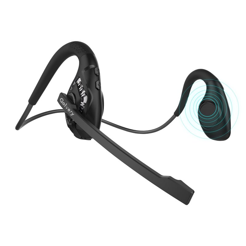 Golvery Latest Bluetooth 5.3 Headset w/Noise Canceling Boom Mic, Wireless Headset for Phone PC Computer Latop, Lightweight and Comfortable Headphone for Office Meeting Home Working Calling, 10H - Image 1