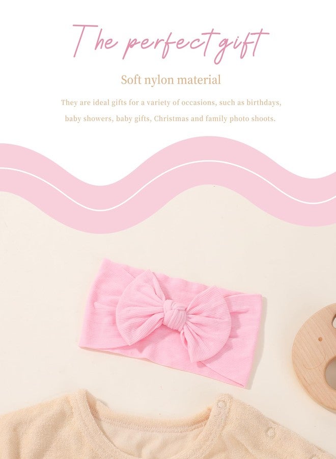 jollybows 3PCS Baby Bows Headbands Soft Nylon Baby Girl Headbands for Newborn Infant Toddler Kids Cute Bow Wide Hairbands Hair Accessories(White+Red+Light Pink) - Image 3