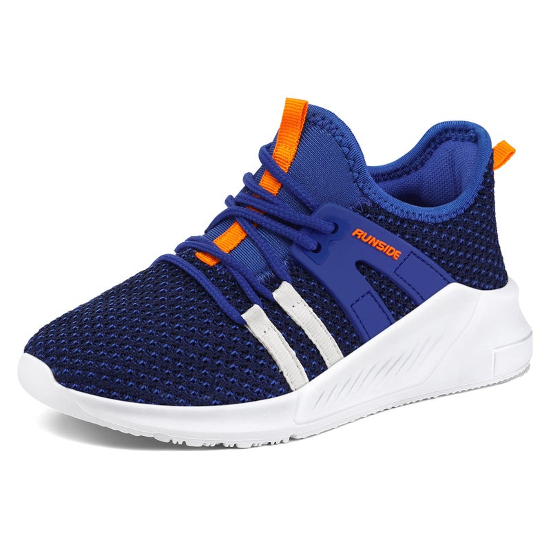 RUNSIDE Boys Girls Tennis Shoes Kids Lightweight Breathable Sneakers Lace-up Running Athletic Shoes for Toddler/Little Kid/Big Kid Blue - Image 1