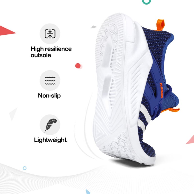 RUNSIDE Boys Girls Tennis Shoes Kids Lightweight Breathable Sneakers Lace-up Running Athletic Shoes for Toddler/Little Kid/Big Kid Blue - Image 4