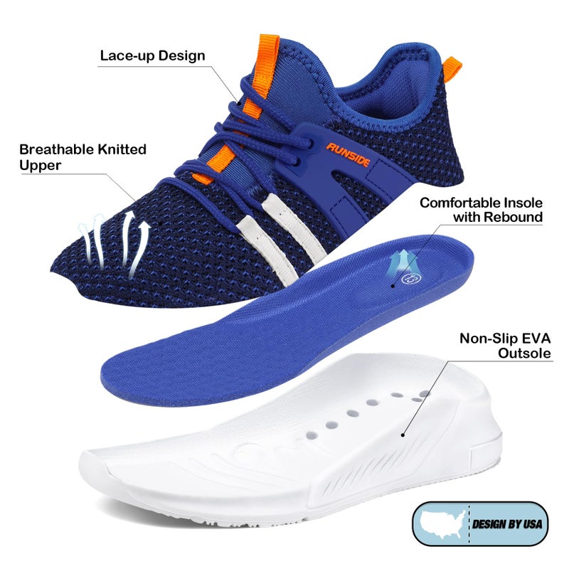 RUNSIDE Boys Girls Tennis Shoes Kids Lightweight Breathable Sneakers Lace-up Running Athletic Shoes for Toddler/Little Kid/Big Kid Blue - Image 5