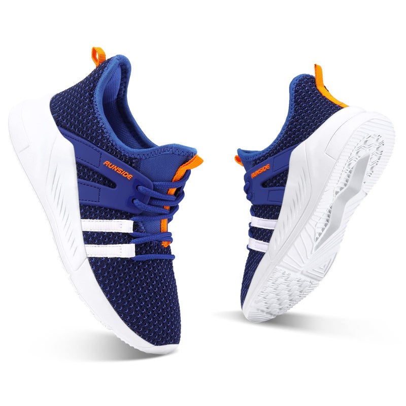 RUNSIDE Boys Girls Tennis Shoes Kids Lightweight Breathable Sneakers Lace-up Running Athletic Shoes for Toddler/Little Kid/Big Kid Blue - Image 3