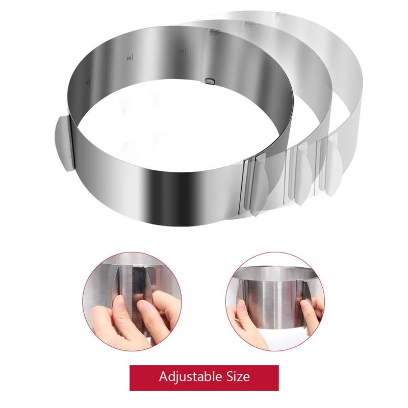 WIWAPLEX Cake Ring 6 to 12 Inch Adjustable Round Stainless Steel Cake Mousse Mould Ring Bakeware Tools Cake Decorating Mold Baking Ring - Image 2