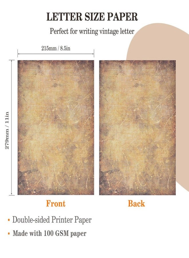 WLXTREE Vintage Printer Paper,Stationery Paper 8.5 x 11,Antique Old Fashion Looking Classic Aged Look Designs Paper for Writing Letters Scroll Printing Typewriter Resume Map,50 Sheets Brown - Image 2