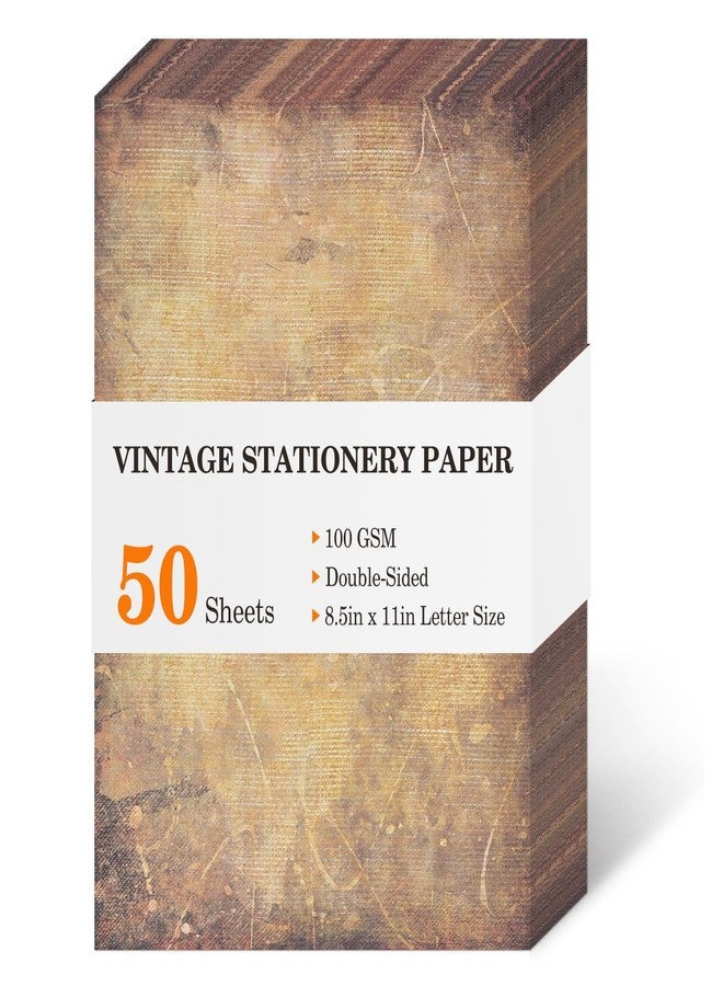 WLXTREE Vintage Printer Paper,Stationery Paper 8.5 x 11,Antique Old Fashion Looking Classic Aged Look Designs Paper for Writing Letters Scroll Printing Typewriter Resume Map,50 Sheets Brown - Image 1