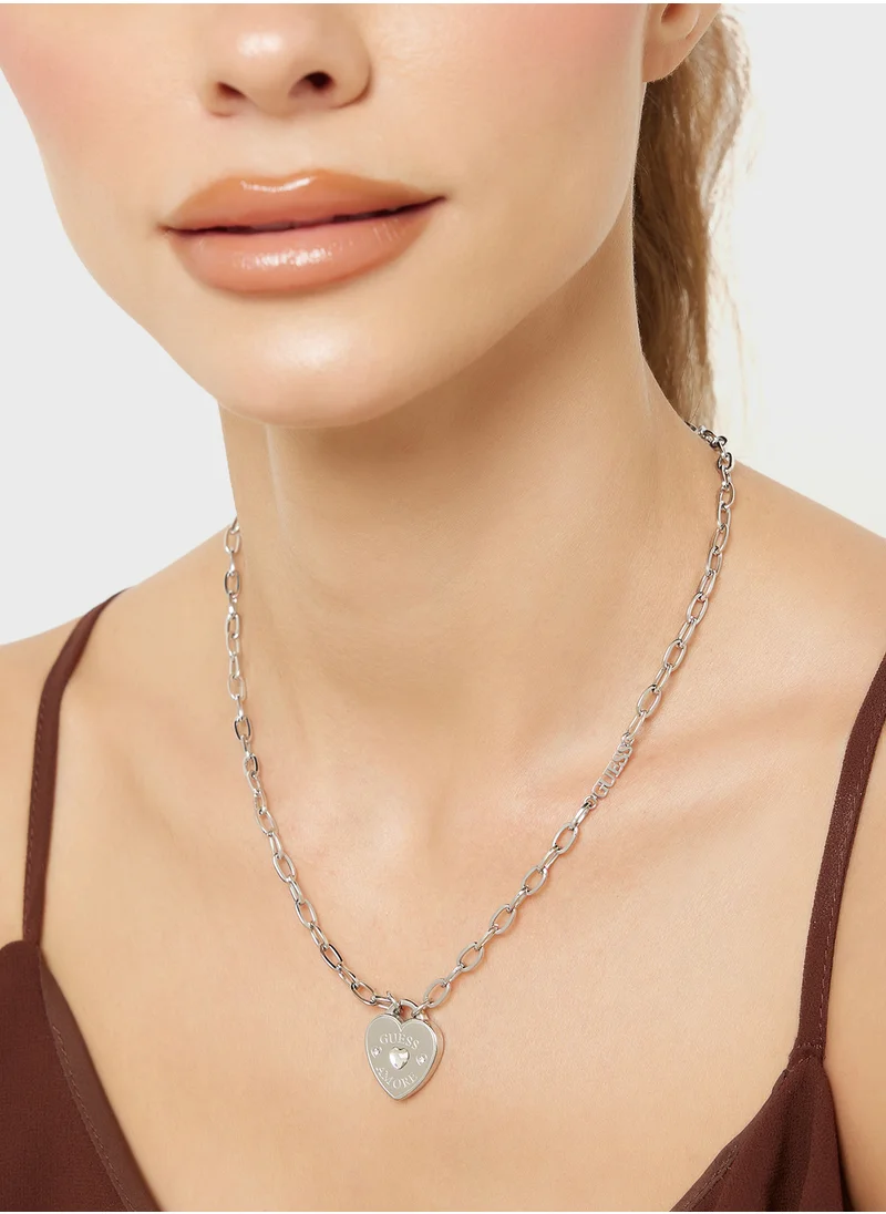 GUESS Jubn05060Jwrht/U 21 Inch Heart Charm Necklace