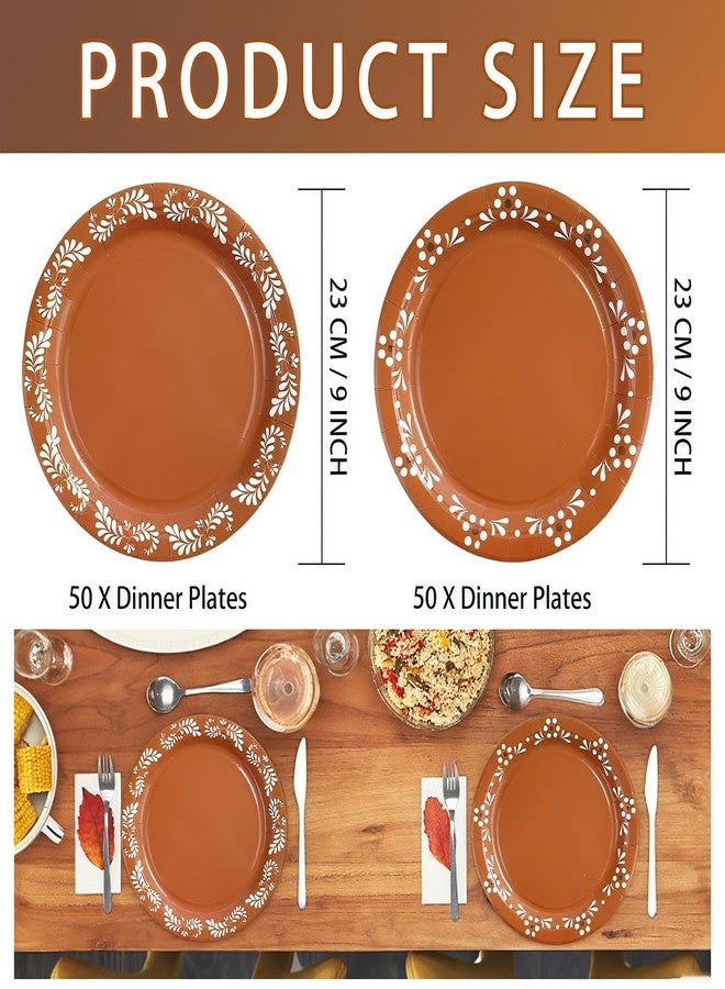 Grencian 50Pcs Platos De Barro Mexicanos Paper Plates 9" Mexican Cielito Lindo Clay Pottery Platters White Floral Terracottas Dessert Plate for Birthday Wedding Baby Shower Cinco De Mayo Party Decorations - Image 2