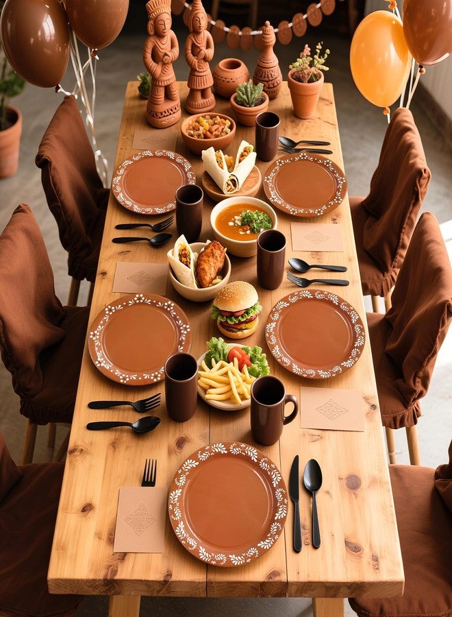 Grencian 50Pcs Platos De Barro Mexicanos Paper Plates 9" Mexican Cielito Lindo Clay Pottery Platters White Floral Terracottas Dessert Plate for Birthday Wedding Baby Shower Cinco De Mayo Party Decorations - Image 4