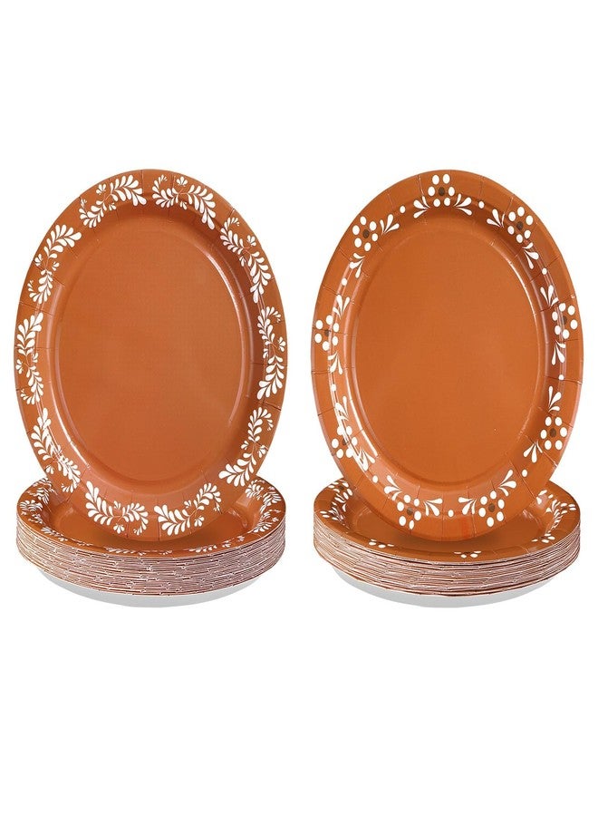 Grencian 50Pcs Platos De Barro Mexicanos Paper Plates 9" Mexican Cielito Lindo Clay Pottery Platters White Floral Terracottas Dessert Plate for Birthday Wedding Baby Shower Cinco De Mayo Party Decorations - Image 1