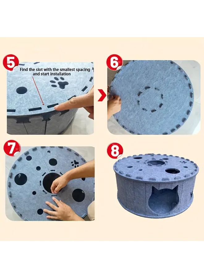 Advanced Gray Cat Tunnel Nest Playground Cozy Warm Pet Bed Durable Scratch Resistant Felt Easy Assemble - Image 5