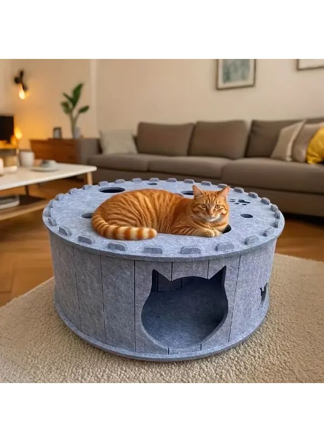 Advanced Gray Cat Tunnel Nest Playground Cozy Warm Pet Bed Durable Scratch Resistant Felt Easy Assemble - Image 2